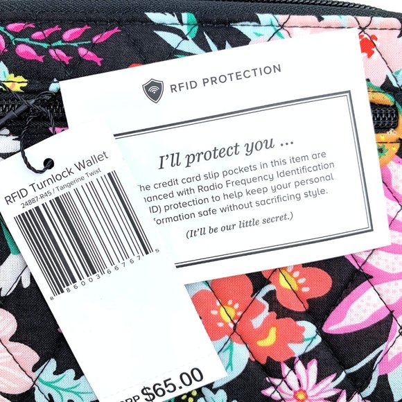 Vera Bradley Tangerine Twist RFID Turnlock Wallet - Picture 5 of 5